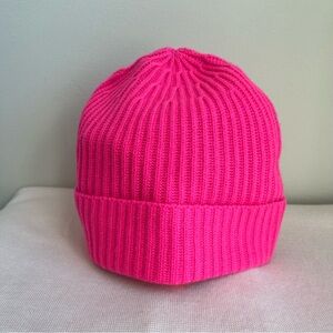 Hot Pink 100% Cashmere Ribbed Beanie - Ultra Soft!